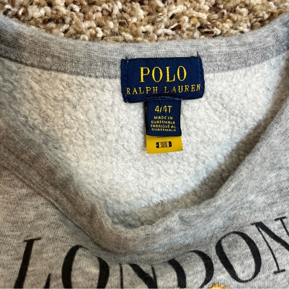 Polo Ralph Lauren Youth 4T Sweatshirt Polo Bear London Gray Boys Crewneck Preppy - Picture 3 of 5